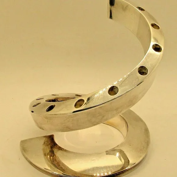 Dansk Jens Quistgaard Spiral Danish Modern Silver Plate Tapered Candle Holder - Picture 3 of 10